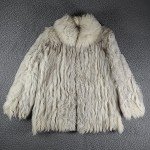 Vintage Beige Gray Fox Fur Coat for Women