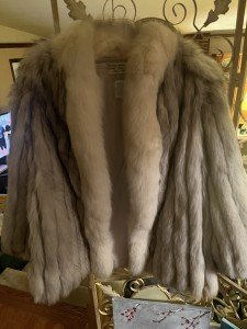 Vintage Blue Fox Fur Coat Jacket - Size 16