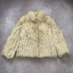 White Silver Mid-Length Saga Fox Fur Coat, Size S