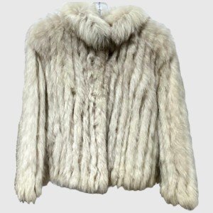 Fox Fur Coat - Creamy Beige & Gray