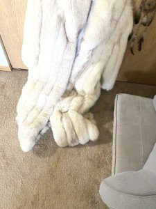Vintage 80s Off-White Fox Fur Coat - Small