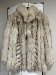 Vintage Blue Fox Fur Coat for Women, Size L