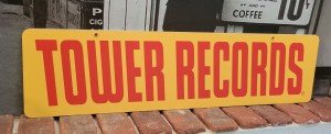 Tower Records Aluminum Sign - 6" x 23