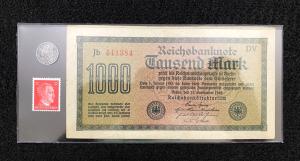 WWII Germany Collectible Set: Coin, Stamp, Banknote