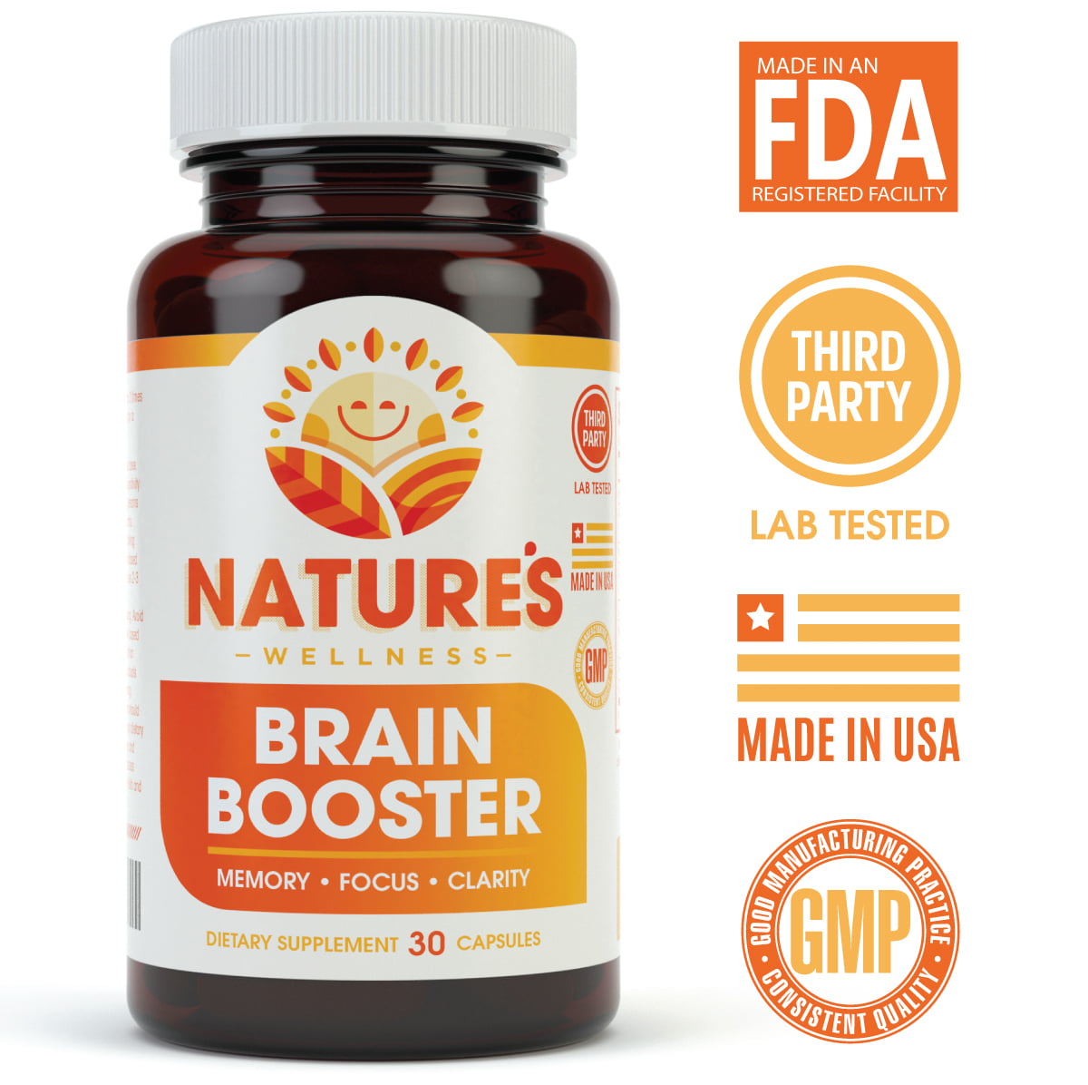Natural Brain Booster for Focus, Memory & Clarity
