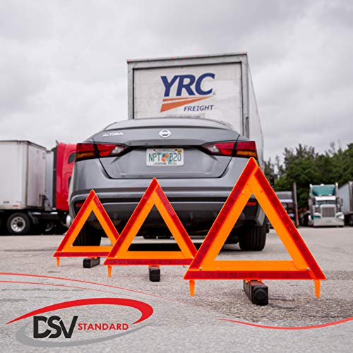 Reflective Warning Triangles with Carrying Case - 3 Pack