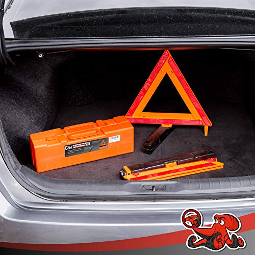 Reflective Warning Triangles with Carrying Case - 3 Pack