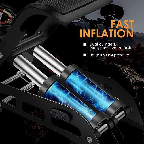 Vereno Double Barrel Portable Bike Floor Pump