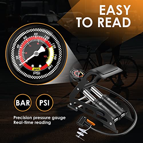 Vereno Double Barrel Portable Bike Floor Pump
