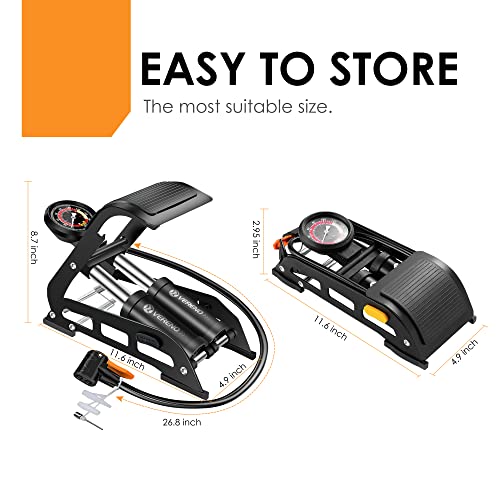 Vereno Double Barrel Portable Bike Floor Pump