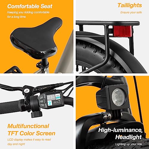 VELOWAVE 26" Fat Tire E-Bike, Powerful 750W Motor