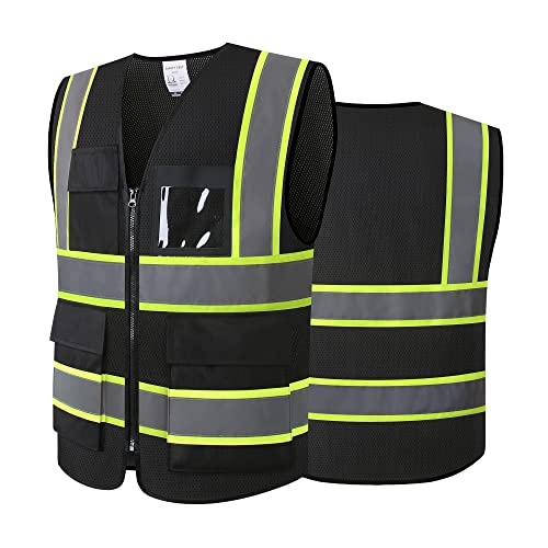 ASIPHITU Reflective Safety Vest for Cycling - Black