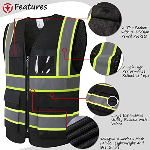 ASIPHITU Reflective Safety Vest for Cycling - Black