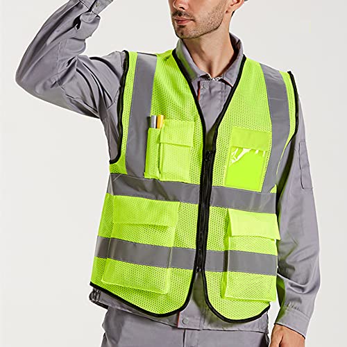 XIAKE Reflective Mesh Safety Vest, ANSI/ISEA Approved (Large,Yellow)