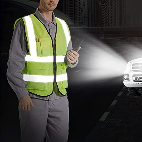 XIAKE Reflective Mesh Safety Vest, ANSI/ISEA Approved (Large,Yellow)