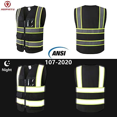 ASIPHITU Reflective Safety Vest for Cycling - Black