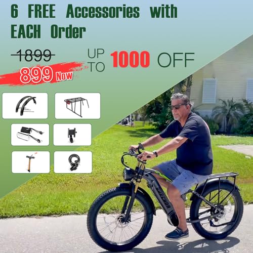 DAMSON 1000W Folding Electric Bike, 48V 20AH