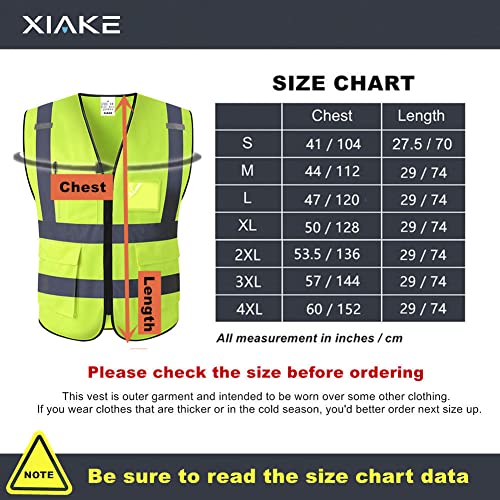 XIAKE High Visibility Reflective Safety Vest (Large, Yellow)