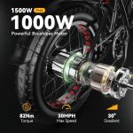 Auloor 1000W Electric Bike with Fat Tires