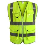 High Visibility Zipper Front Safety Vest - Large