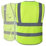 High Visibility Zipper Front Safety Vest - Large