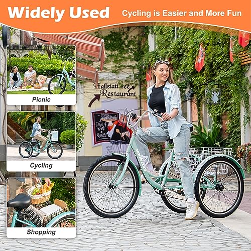 MOONCOOL Adult Tricycles 3 Wheel 7 Speed Trikes