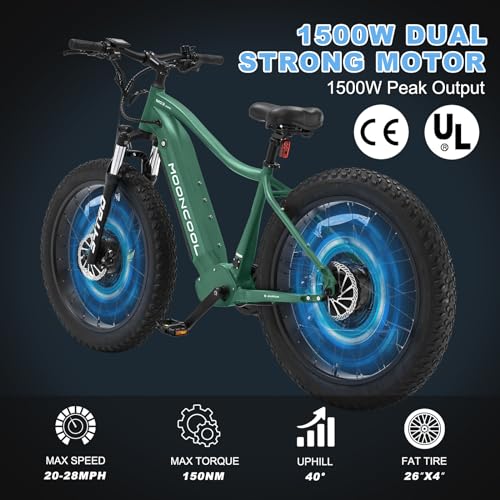 MOONCOOL 26" Fat Tire Electric Mountain Bike Adult