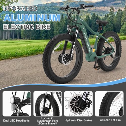 MOONCOOL 26" Fat Tire Electric Mountain Bike Adult