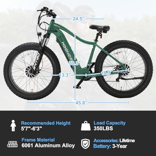 MOONCOOL 26" Fat Tire Electric Mountain Bike Adult