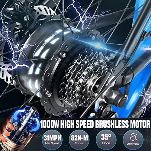 PHILODO 1000W Electric Fat Tire Mountain Bike