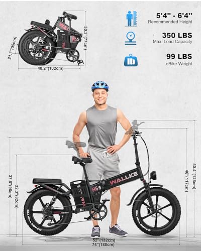 Wallke Electric Bike 1000W Folding 48V 36Ah-H6S