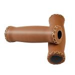 Stylish Brown Leather Handlebar Grips for Bikes