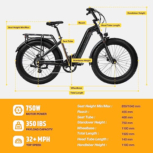VELOWAVE 26" Fat Tire Electric Bike - 750w Brushless Motor