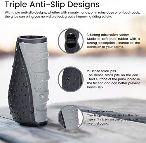 PRUNUS Ergonomic Rubber Bike Handlebar Grips, MTB/BMX