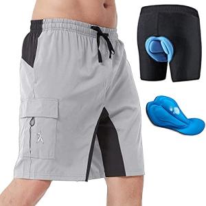 Men's Grey Padded Loose Fit MTB Shorts