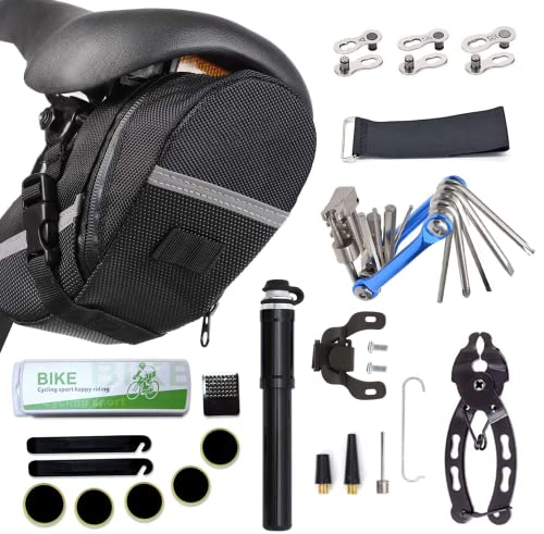 11-in-1 Bike Repair Tool Kit with Pump & Saddlebag