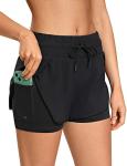 CRZ YOGA Women’s 2-in-1 Running Shorts Black