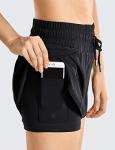 CRZ YOGA Women’s 2-in-1 Running Shorts Black