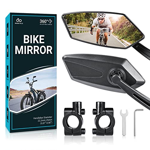 MAGICYCLE Handlebar Bike Mirrors - HD Glass, Safe Angle