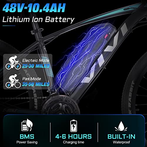 Vivi Electric Bike for Adults Ebike 500W,27.5" E Bike for Adults,Bikes Electric Bikes with 48V 10.4AH Removable Battery,Shimano 21 Speed Adult Electric Bicycles,Up to 50 Miles