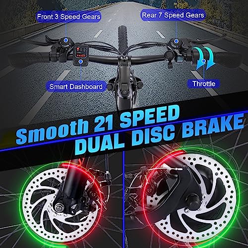 Vivi Electric Bike for Adults Ebike 500W,27.5" E Bike for Adults,Bikes Electric Bikes with 48V 10.4AH Removable Battery,Shimano 21 Speed Adult Electric Bicycles,Up to 50 Miles