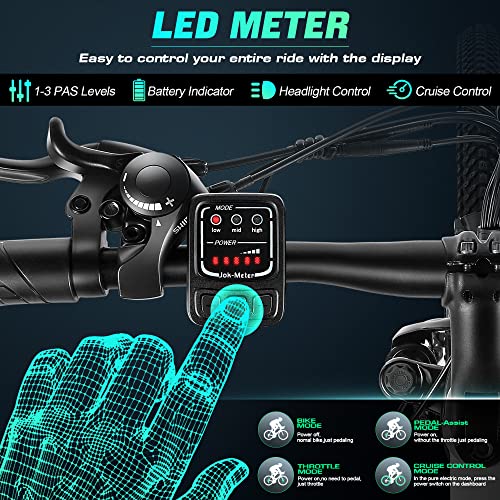Vivi Electric Bike for Adults 26" EBike 500W Motor E Bike for Adults with Removable 48V Battery,Electric Bikes for Adults 21 Speed Gears-20MPH & 50 Miles,Adult Electric Bicycles with Pedal Assist