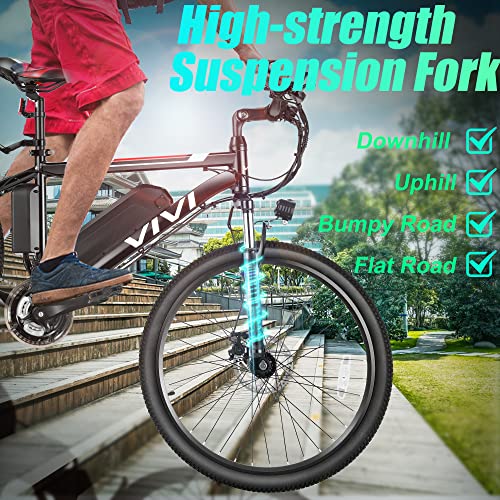 Vivi Electric Bike for Adults 26" EBike 500W Motor E Bike for Adults with Removable 48V Battery,Electric Bikes for Adults 21 Speed Gears-20MPH & 50 Miles,Adult Electric Bicycles with Pedal Assist