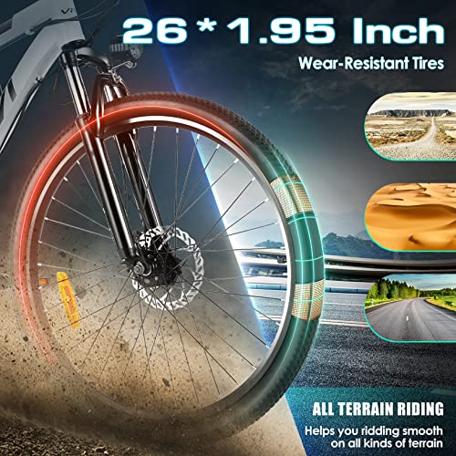Vivi Electric Bike for Adults 26" EBike 500W Motor E Bike for Adults with Removable 48V Battery,Electric Bikes for Adults 21 Speed Gears-20MPH & 50 Miles,Adult Electric Bicycles with Pedal Assist