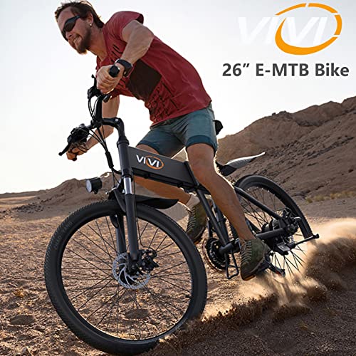 Vivi Electric Bike for Adults Foldable 350W Electric Mountain Bike 26" Ebike 20MPH Adult Electric Bicycle with 10.4Ah Removable Battery, Up to 50 Miles, Shimano 21 Speed, Suspension Fork