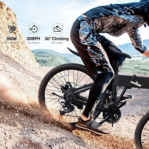Vivi Electric Bike for Adults Foldable 350W Electric Mountain Bike 26" Ebike 20MPH Adult Electric Bicycle with 10.4Ah Removable Battery, Up to 50 Miles, Shimano 21 Speed, Suspension Fork