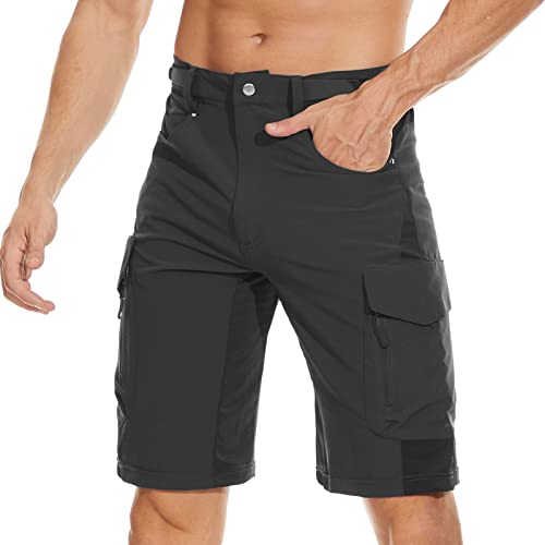 Cycorld Men's MTB Shorts, Zippered Pockets (Black)
