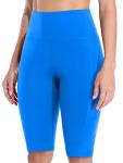 SOCIALA Women's High Waist Blue Biker Shorts