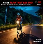 300 Lumens USB Rechargeable Bike Light with Tail Light