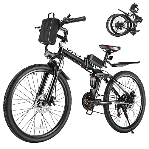 Vivi Electric Bike, 26" Electric Bike for Adults Foldable 500W Ebike 20MPH Electric Mountain Bike with 48V Removable Battery, Up to 50 Miles, Shimano 21 Speed Electric Bicycles, Dual Shock Absorber